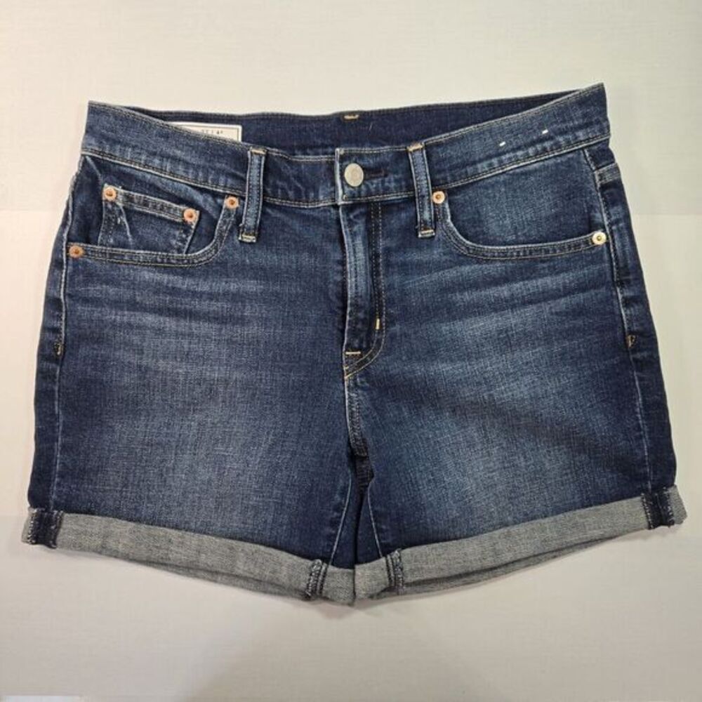 GAP 5" Girlfriend Dark Denim Short‎ Mid Rise 27 / 4 Regular Roll Up Hem